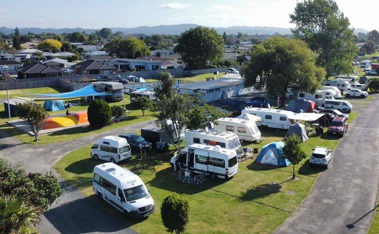 Aerial view of Caravans at the Holiday Park.